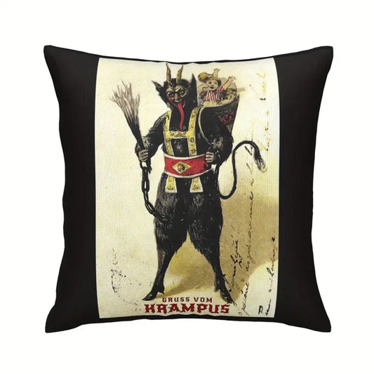 Krampus Vintage B&W Double Sided Cushion Cover