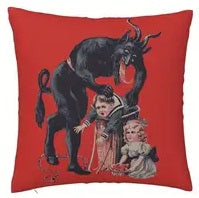 Krampus Vintage Style Red Double Sided Cushion Cover